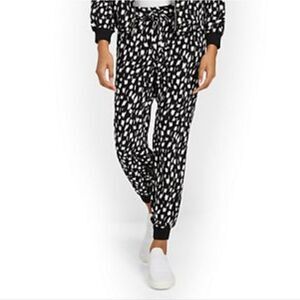 NEW YORK & COMPANY Black & White Dot Print Women's XL Jogger Pants NWT my